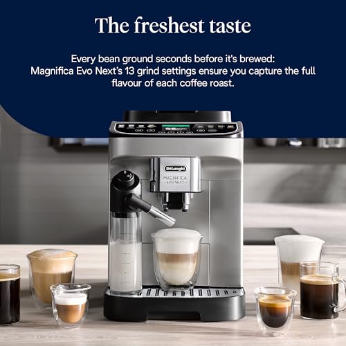De'Longhi Magnifica Evo Next ECAM312.80.TB, Automatic Coffee Machine With Automatic Milk Frother, Bean To Cup Coffee and Cappuccino Machine with Intuitive Touch Display, Black/Titanium
