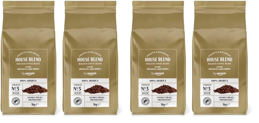by Amazon House Blend Coffee Beans, Medium Roast, 1kg, Rainforest Alliance Certified