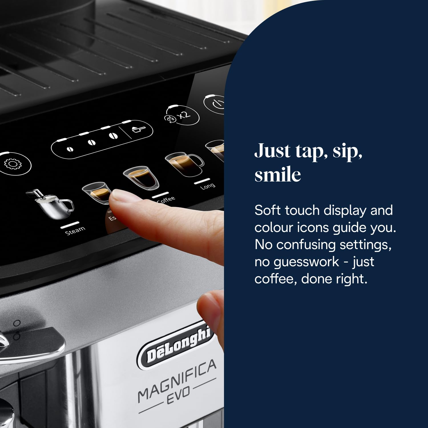 De'Longhi Magnifica Evo Next ECAM312.80.TB, Automatic Coffee Machine With Automatic Milk Frother, Bean To Cup Coffee and Cappuccino Machine with Intuitive Touch Display, Black/Titanium