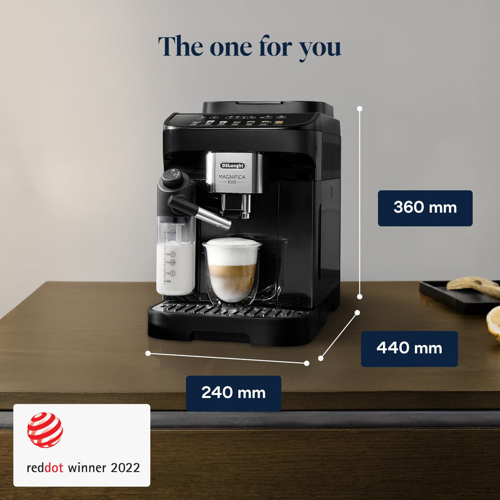 De'Longhi Magnifica Evo Next ECAM312.80.TB, Automatic Coffee Machine With Automatic Milk Frother, Bean To Cup Coffee and Cappuccino Machine with Intuitive Touch Display, Black/Titanium
