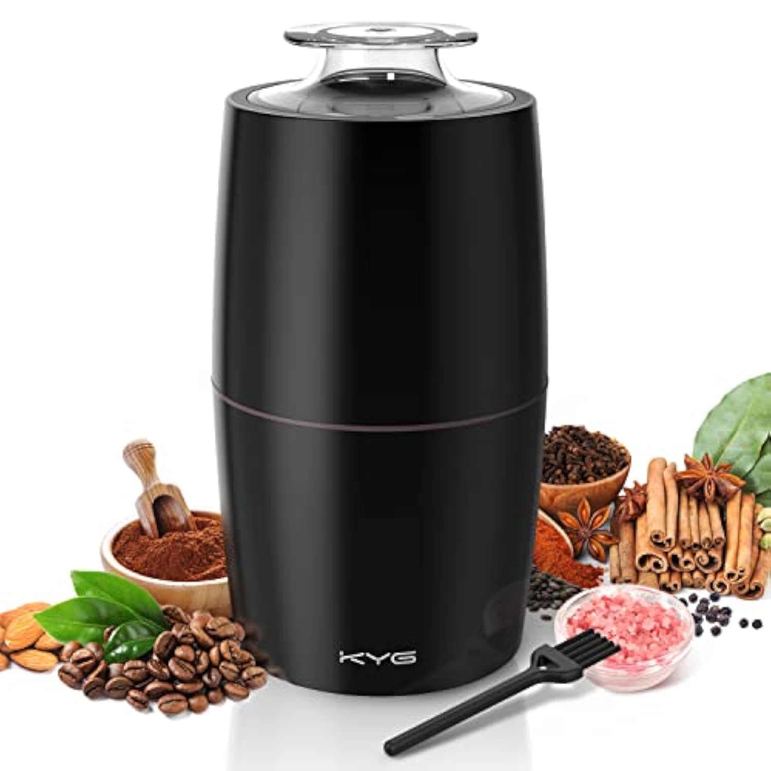 KYG Electric Coffee Grinder 300 W Motor 70 g Capacity Grinders Safety Lock with 304 Stainless Steel Blades Grinder Low Noise 45 dB for Nuts, Spices, etc