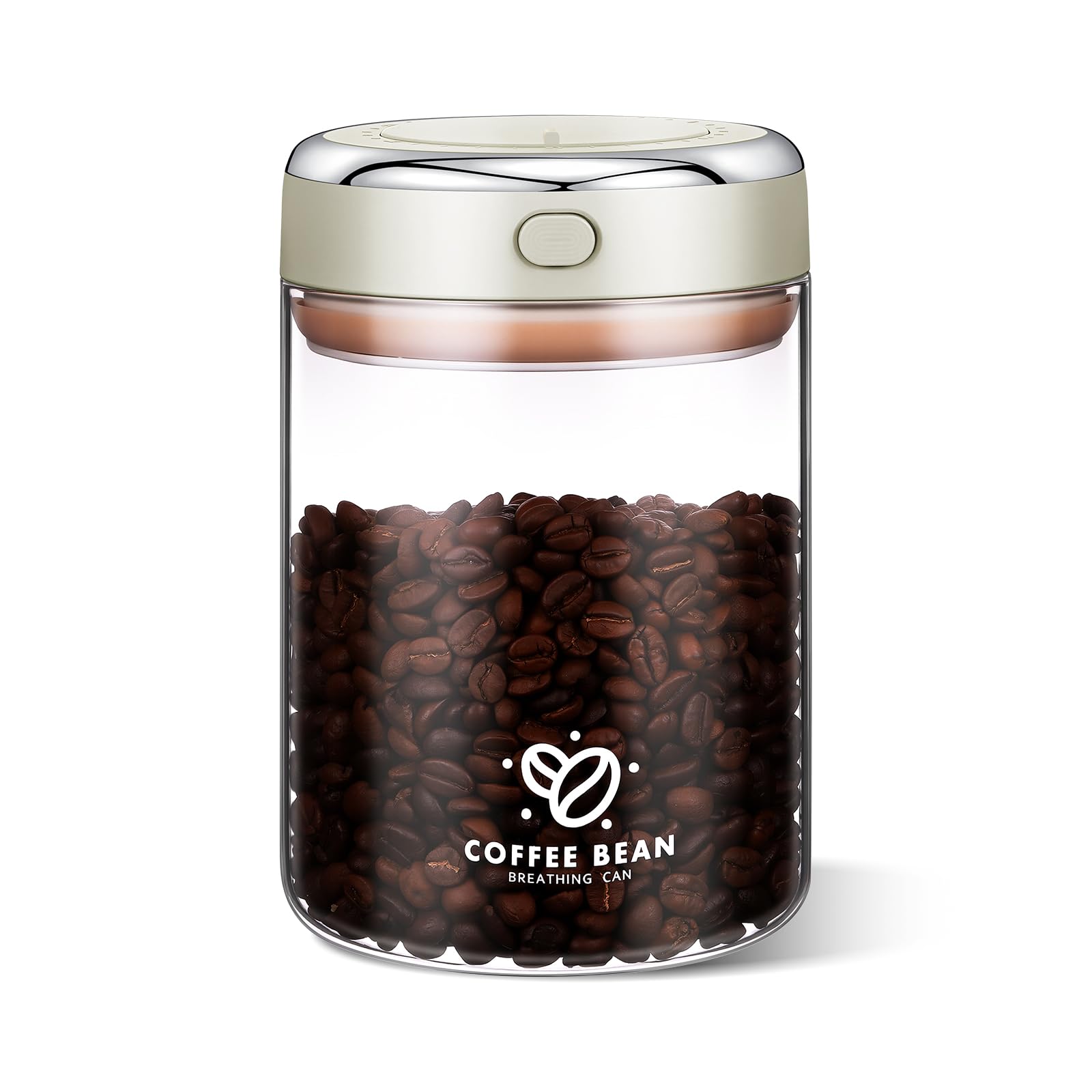 1700ML Airtight Coffee Canister with One-way CO2 Valve, Borosilicate Glass Coffee Bean Storage Jar with Date Tracker, Wide-Mouth Kitchen Storage Container for Sugar, Tea, Nuts