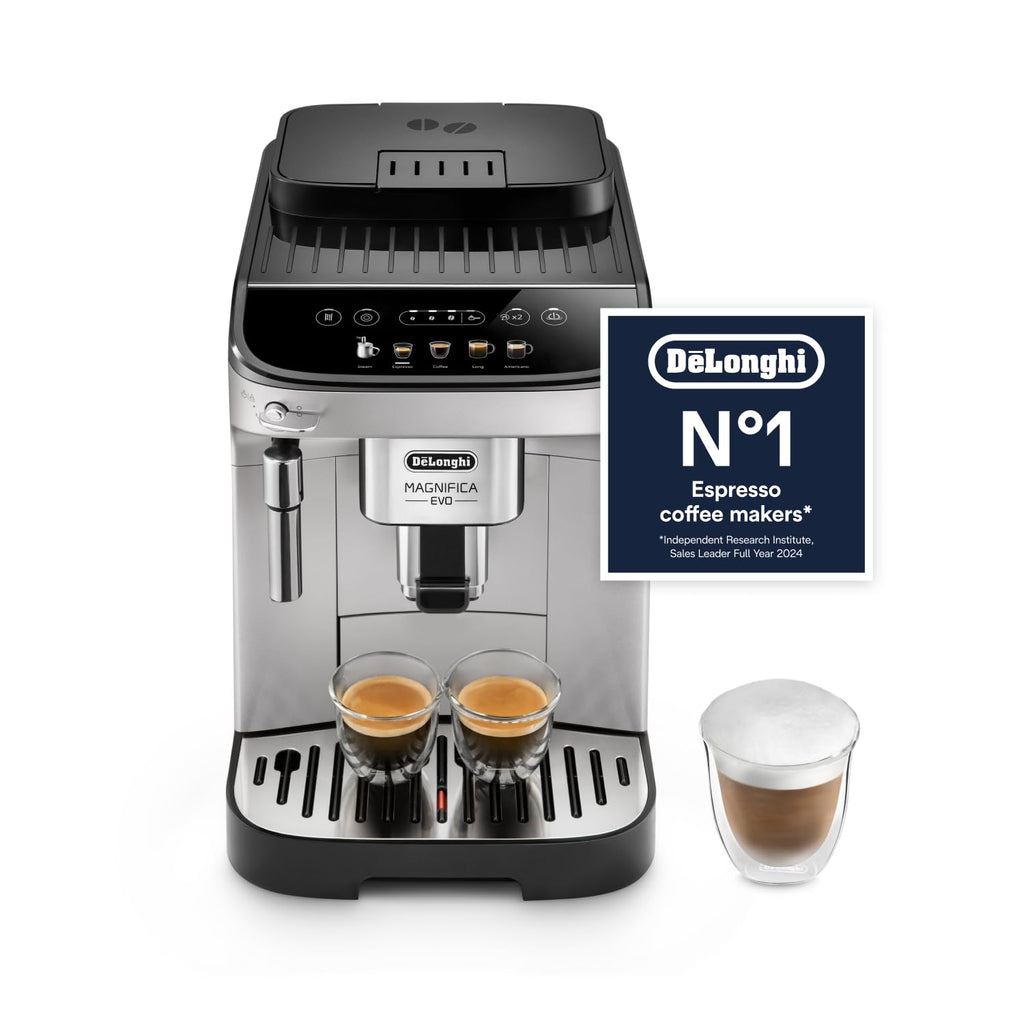 De'Longhi Magnifica Evo Next ECAM312.80.TB, Automatic Coffee Machine With Automatic Milk Frother, Bean To Cup Coffee and Cappuccino Machine with Intuitive Touch Display, Black/Titanium