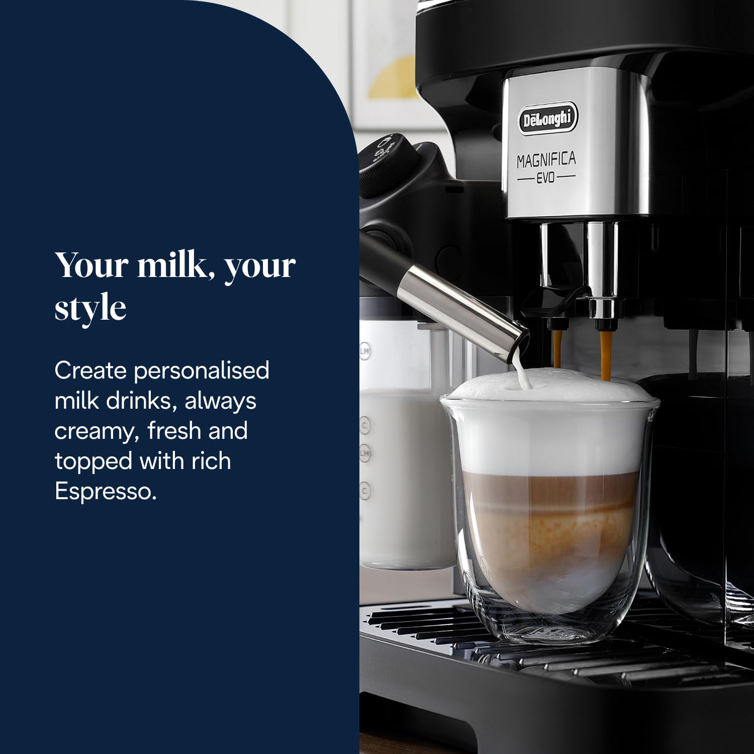 De'Longhi Magnifica Evo Next ECAM312.80.TB, Automatic Coffee Machine With Automatic Milk Frother, Bean To Cup Coffee and Cappuccino Machine with Intuitive Touch Display, Black/Titanium