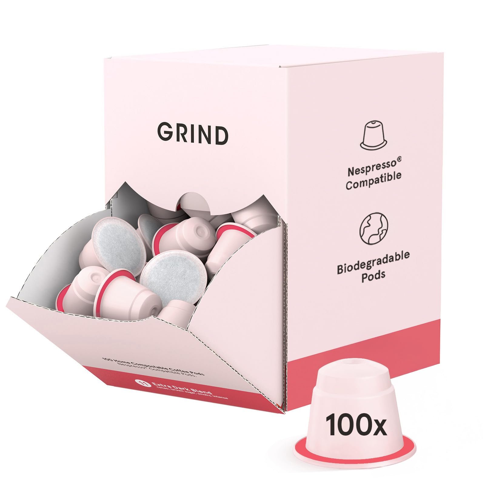 Grind House Blend Coffee Pods – Pack of 100 Biodegradable Capsules – 100% Arabica – Nespresso® Original Compatible – Home Compostable – Barista Quality and Specialty Grade – Medium Roast