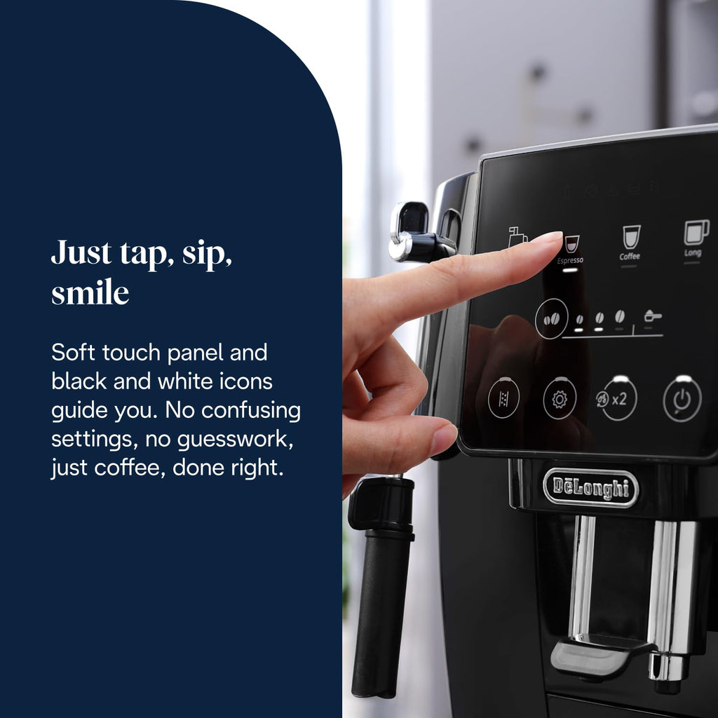 De'Longhi Magnifica Evo Next ECAM312.80.TB, Automatic Coffee Machine With Automatic Milk Frother, Bean To Cup Coffee and Cappuccino Machine with Intuitive Touch Display, Black/Titanium