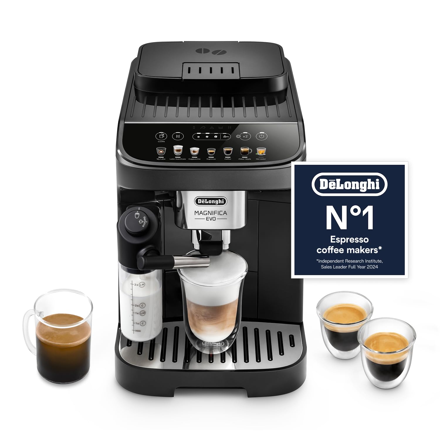 De'Longhi Magnifica Evo Next ECAM312.80.TB, Automatic Coffee Machine With Automatic Milk Frother, Bean To Cup Coffee and Cappuccino Machine with Intuitive Touch Display, Black/Titanium