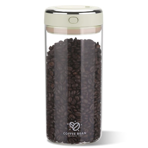 1700ML Airtight Coffee Canister with One-way CO2 Valve, Borosilicate Glass Coffee Bean Storage Jar with Date Tracker, Wide-Mouth Kitchen Storage Container for Sugar, Tea, Nuts