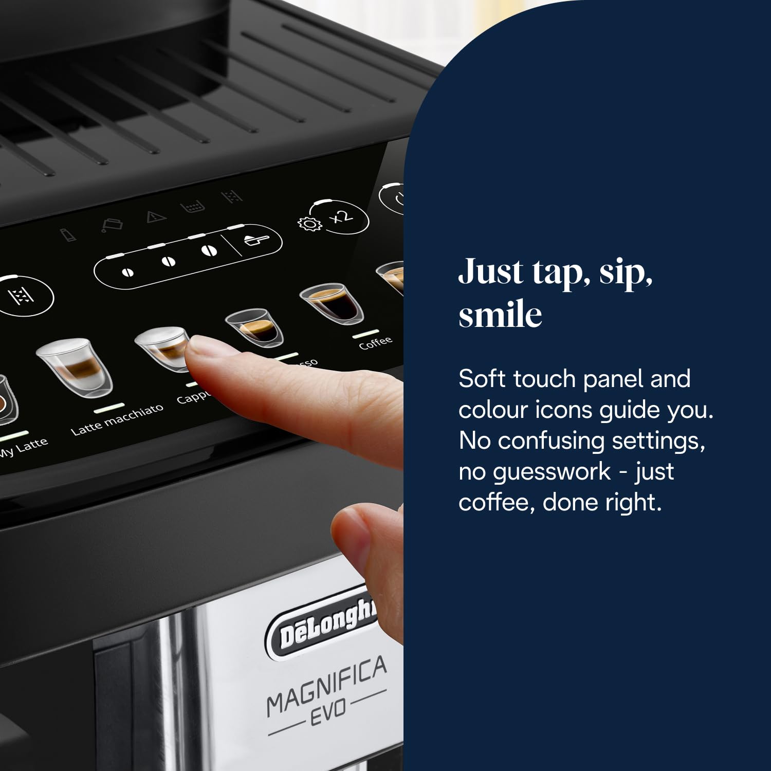 De'Longhi Magnifica Evo Next ECAM312.80.TB, Automatic Coffee Machine With Automatic Milk Frother, Bean To Cup Coffee and Cappuccino Machine with Intuitive Touch Display, Black/Titanium