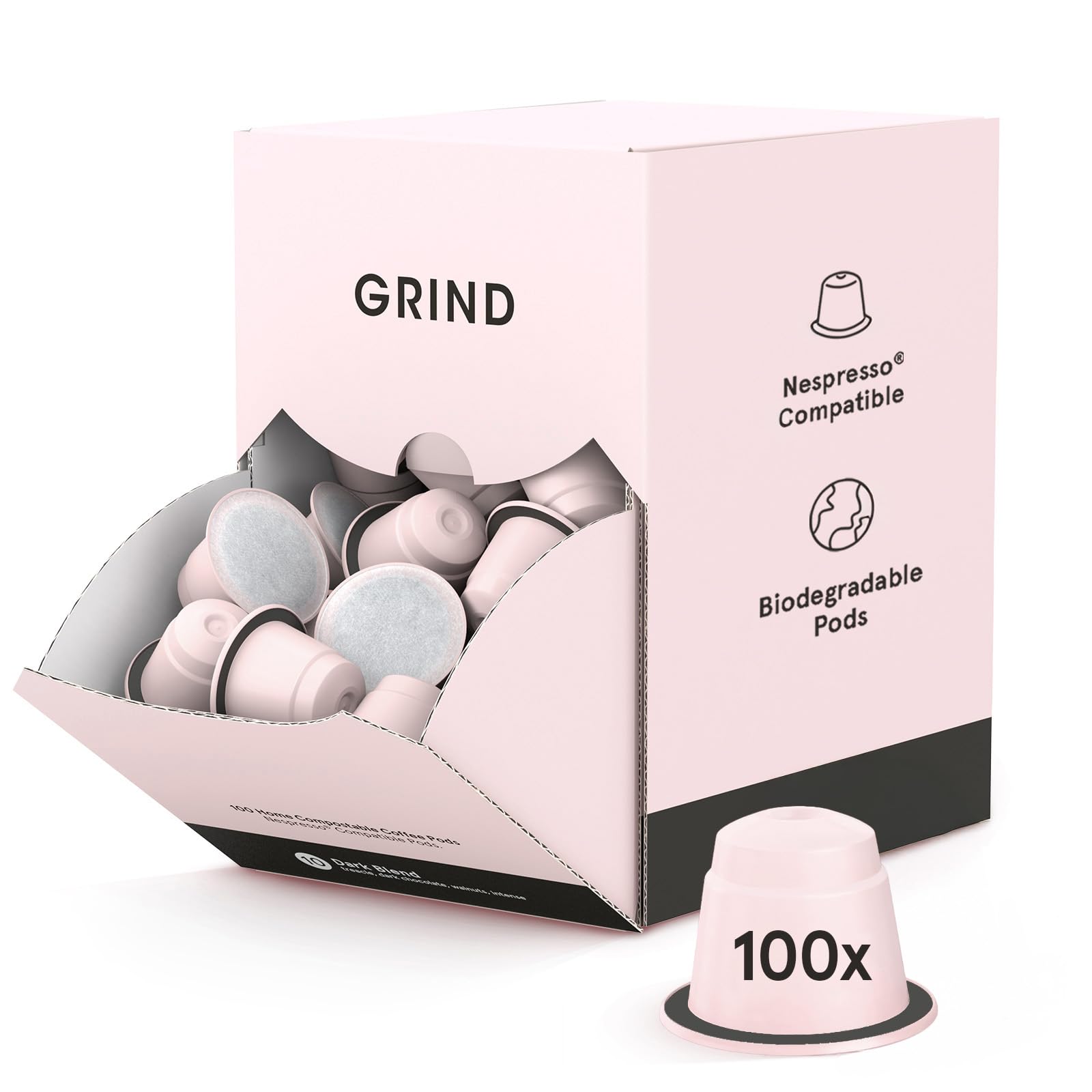 Grind House Blend Coffee Pods – Pack of 100 Biodegradable Capsules – 100% Arabica – Nespresso® Original Compatible – Home Compostable – Barista Quality and Specialty Grade – Medium Roast