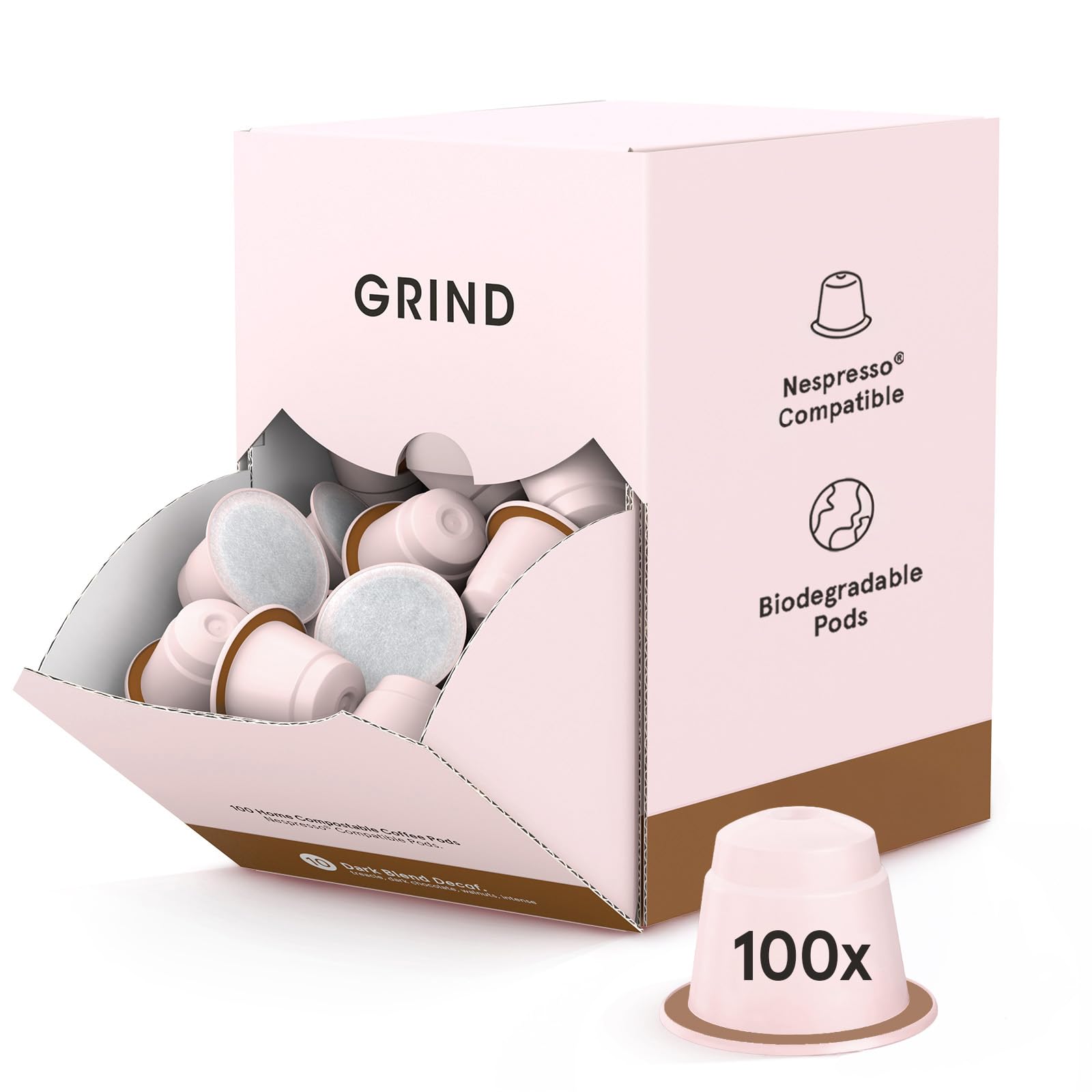 Grind House Blend Coffee Pods – Pack of 100 Biodegradable Capsules – 100% Arabica – Nespresso® Original Compatible – Home Compostable – Barista Quality and Specialty Grade – Medium Roast