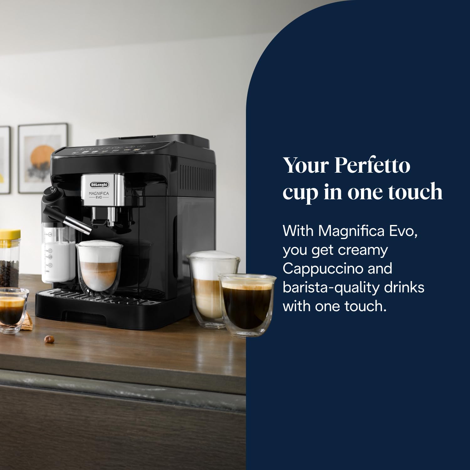 De'Longhi Magnifica Evo Next ECAM312.80.TB, Automatic Coffee Machine With Automatic Milk Frother, Bean To Cup Coffee and Cappuccino Machine with Intuitive Touch Display, Black/Titanium
