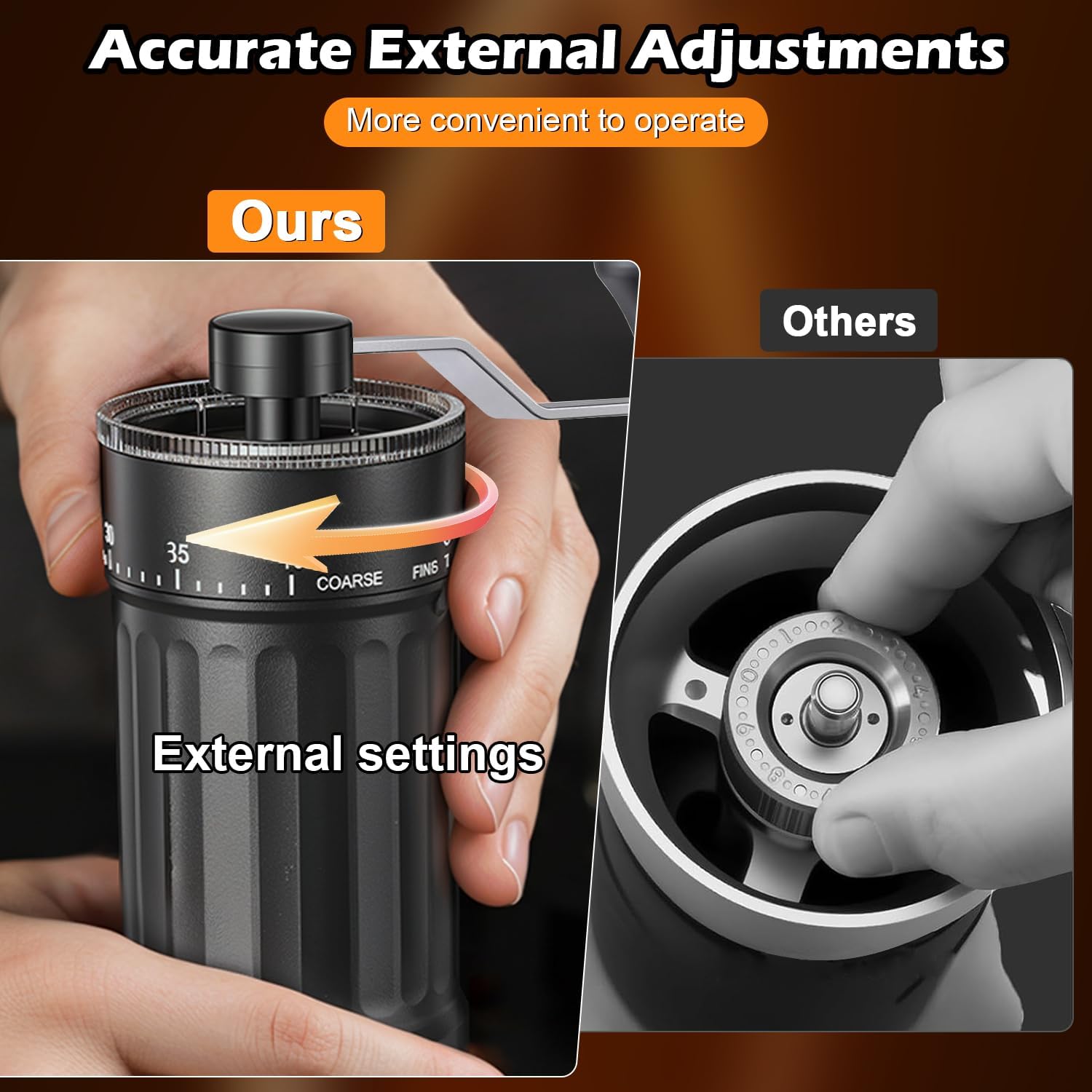 Manual Coffee Grinder with 40 Adjustable Settings, with High Precision Ceramic Contemporary Conical Burr, for Aeropress, Espresso, Pour Over, French Press, Moka pots