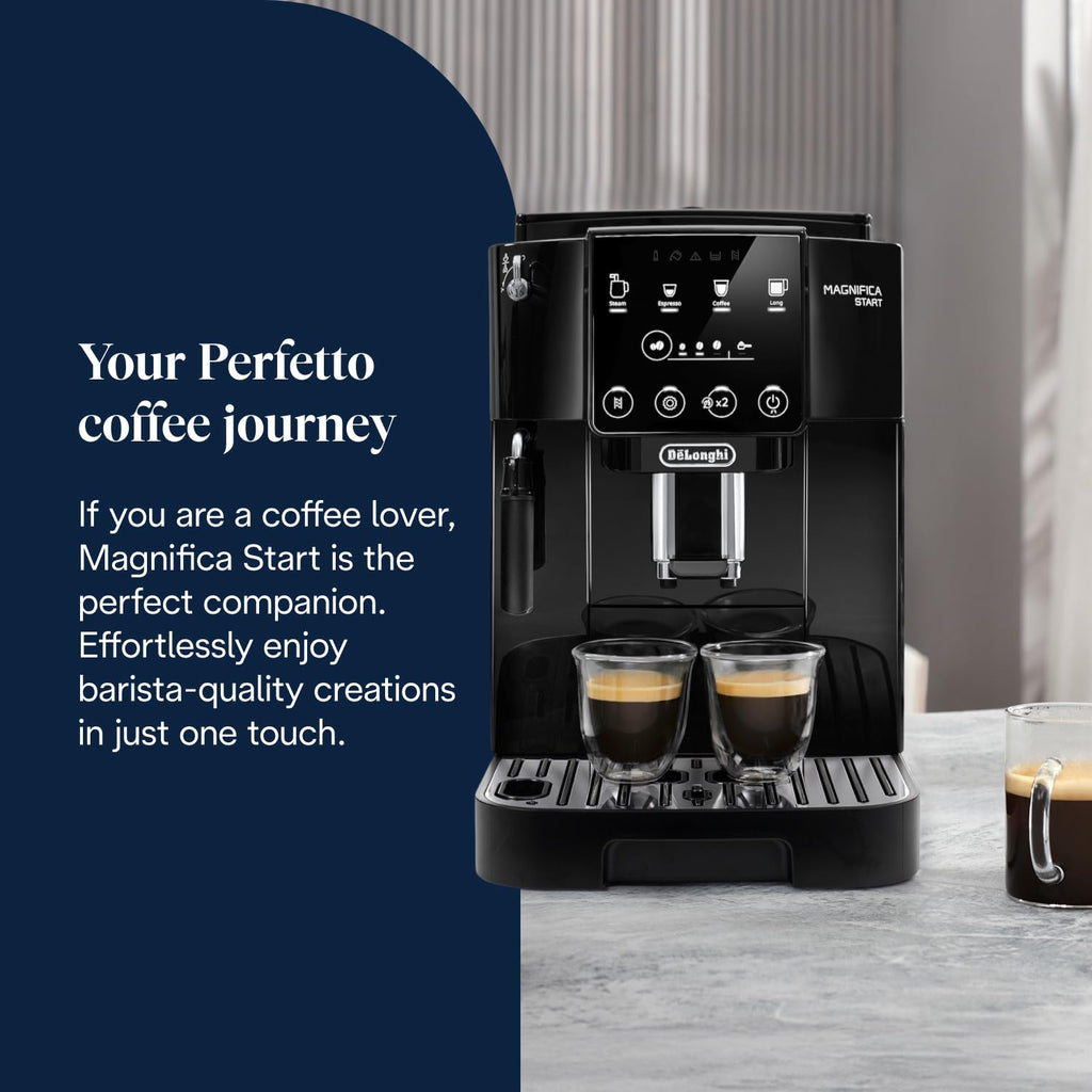 De'Longhi Magnifica Evo Next ECAM312.80.TB, Automatic Coffee Machine With Automatic Milk Frother, Bean To Cup Coffee and Cappuccino Machine with Intuitive Touch Display, Black/Titanium