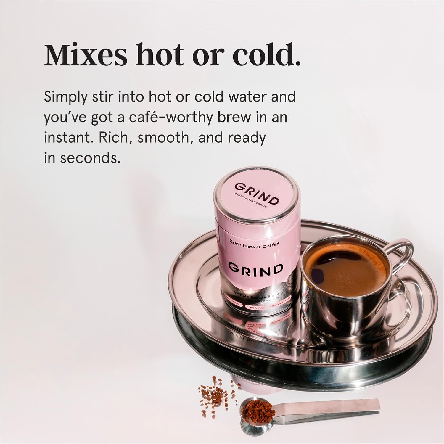 Grind Specialty Grade Instant Coffee – Pack of 6 – 100% Arabica – Medium Roast – Sustainably Sourced – 216 Cups