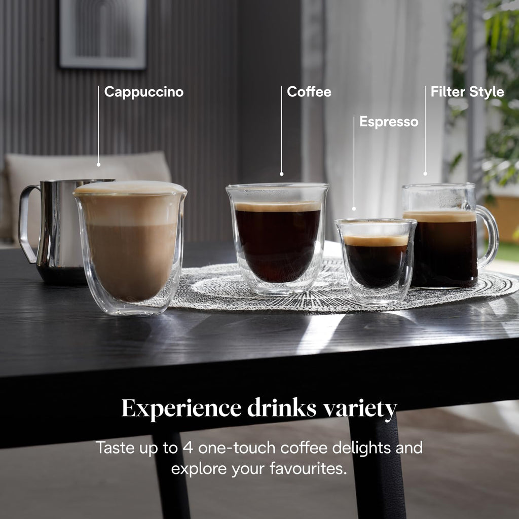 De'Longhi Magnifica Evo Next ECAM312.80.TB, Automatic Coffee Machine With Automatic Milk Frother, Bean To Cup Coffee and Cappuccino Machine with Intuitive Touch Display, Black/Titanium