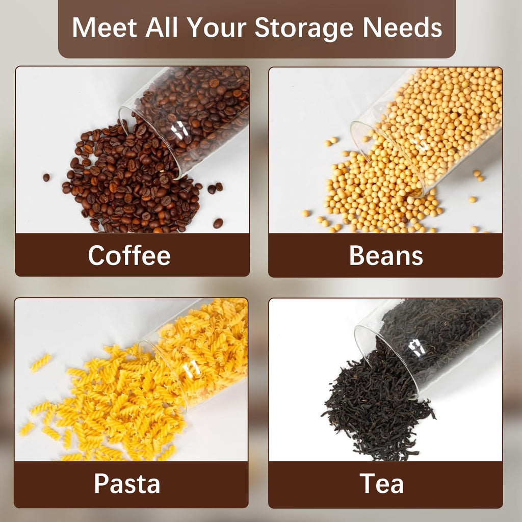 1700ML Airtight Coffee Canister with One-way CO2 Valve, Borosilicate Glass Coffee Bean Storage Jar with Date Tracker, Wide-Mouth Kitchen Storage Container for Sugar, Tea, Nuts