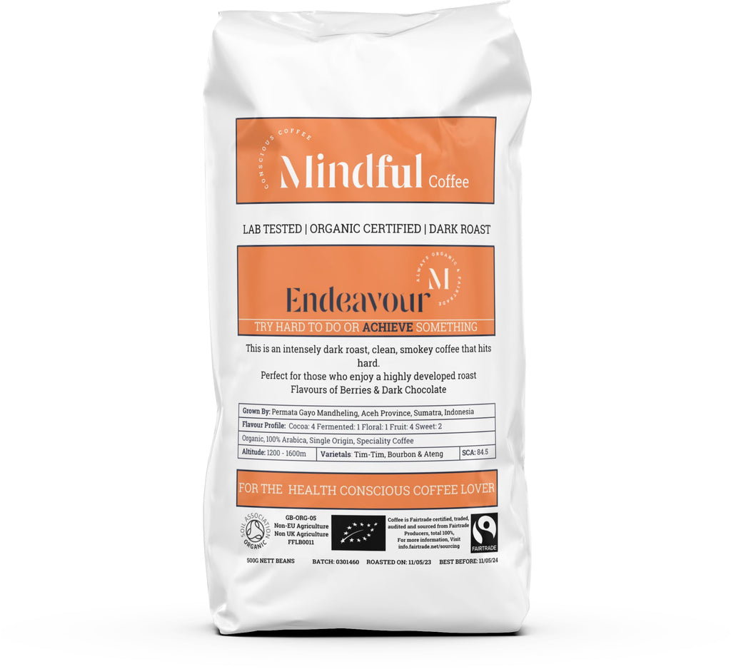 Mindful Coffee - Endeavour | Dark Roast | Mycotoxin Free - Lab Tested | Freshly Roasted (Whole Beans, 500g)