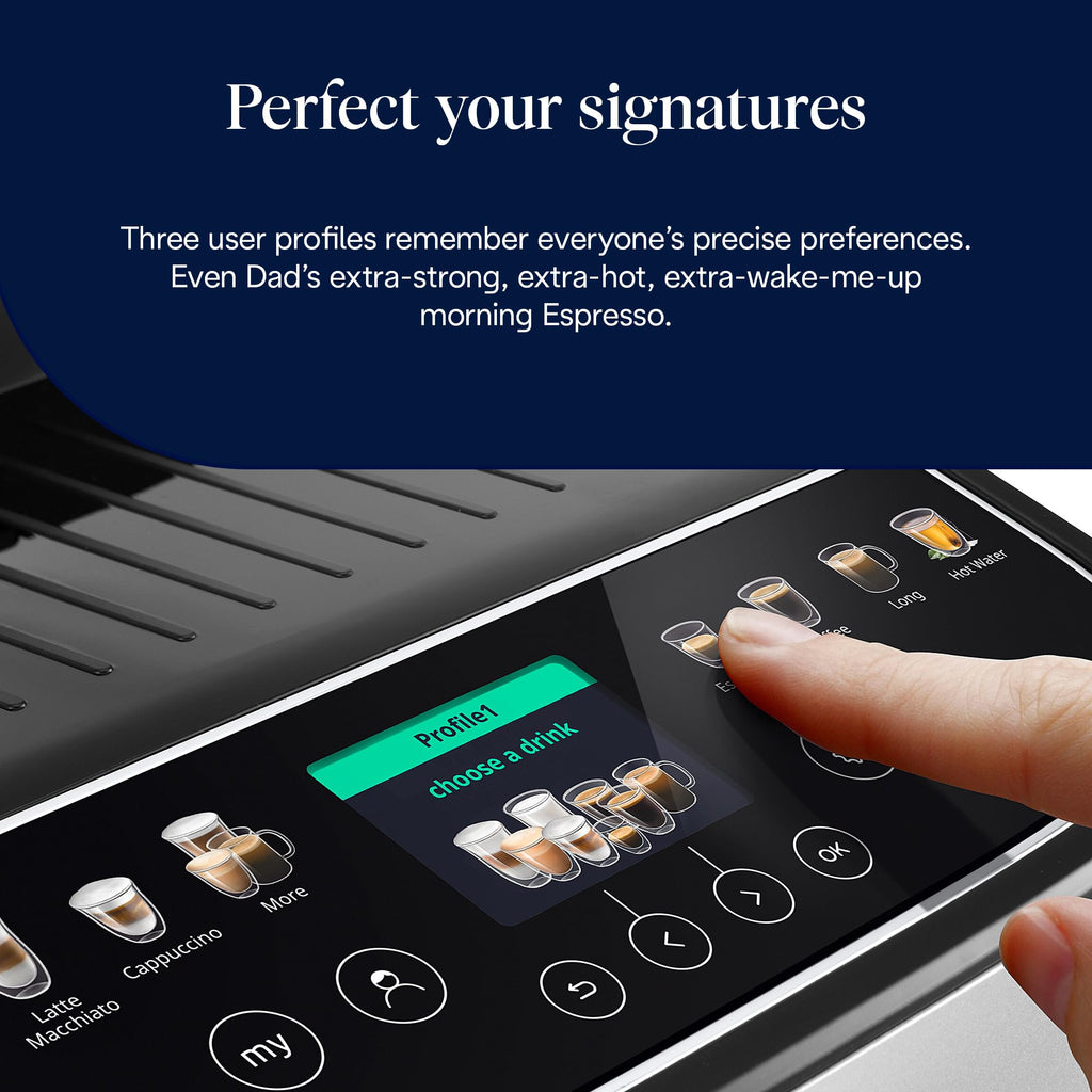 De'Longhi Magnifica Evo Next ECAM312.80.TB, Automatic Coffee Machine With Automatic Milk Frother, Bean To Cup Coffee and Cappuccino Machine with Intuitive Touch Display, Black/Titanium