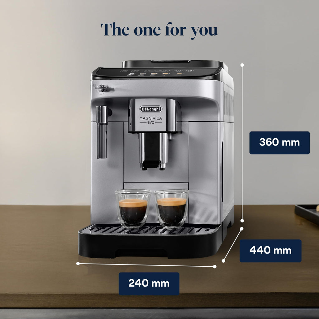 De'Longhi Magnifica Evo Next ECAM312.80.TB, Automatic Coffee Machine With Automatic Milk Frother, Bean To Cup Coffee and Cappuccino Machine with Intuitive Touch Display, Black/Titanium