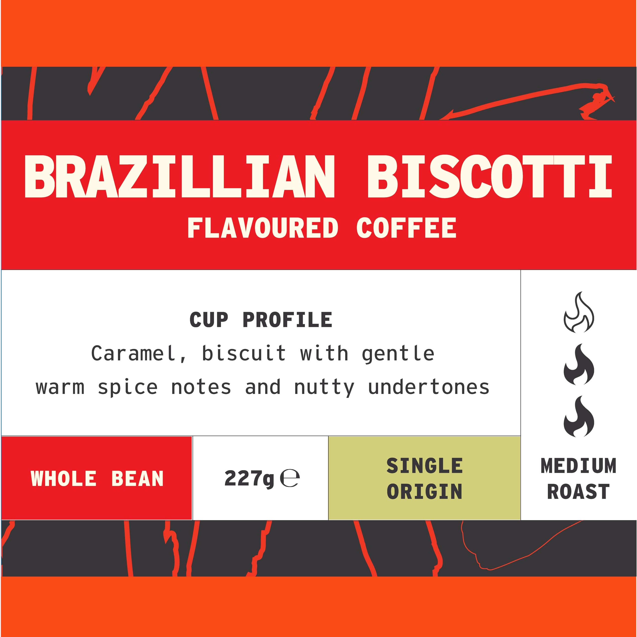 We Are Coffee Co - Brazilian Biscotti Flavour Infused Coffee Beans | Single Origin Arabica | Whole Bean 227g | Medium Roast | Flavoured | Freshly Roasted in the UK