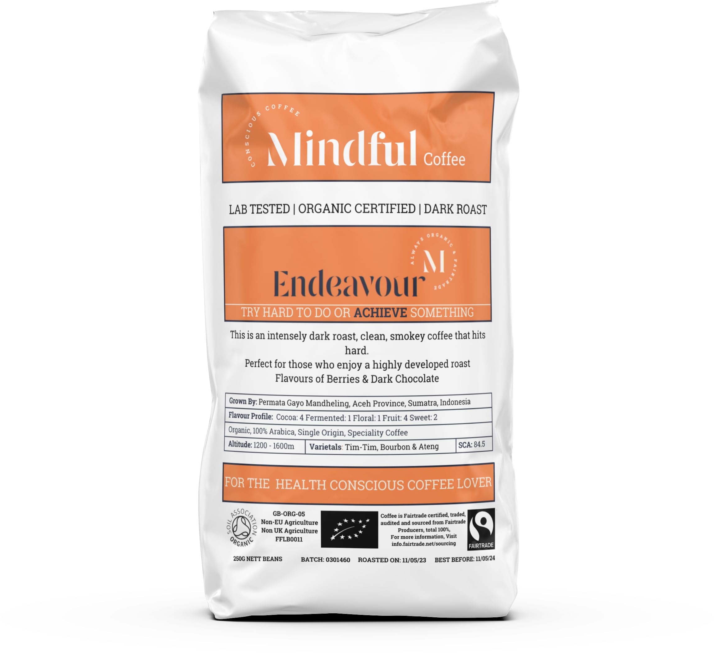 Mindful Coffee - Endeavour | Dark Roast | Mycotoxin Free - Lab Tested | Freshly Roasted (Whole Beans, 1kg)