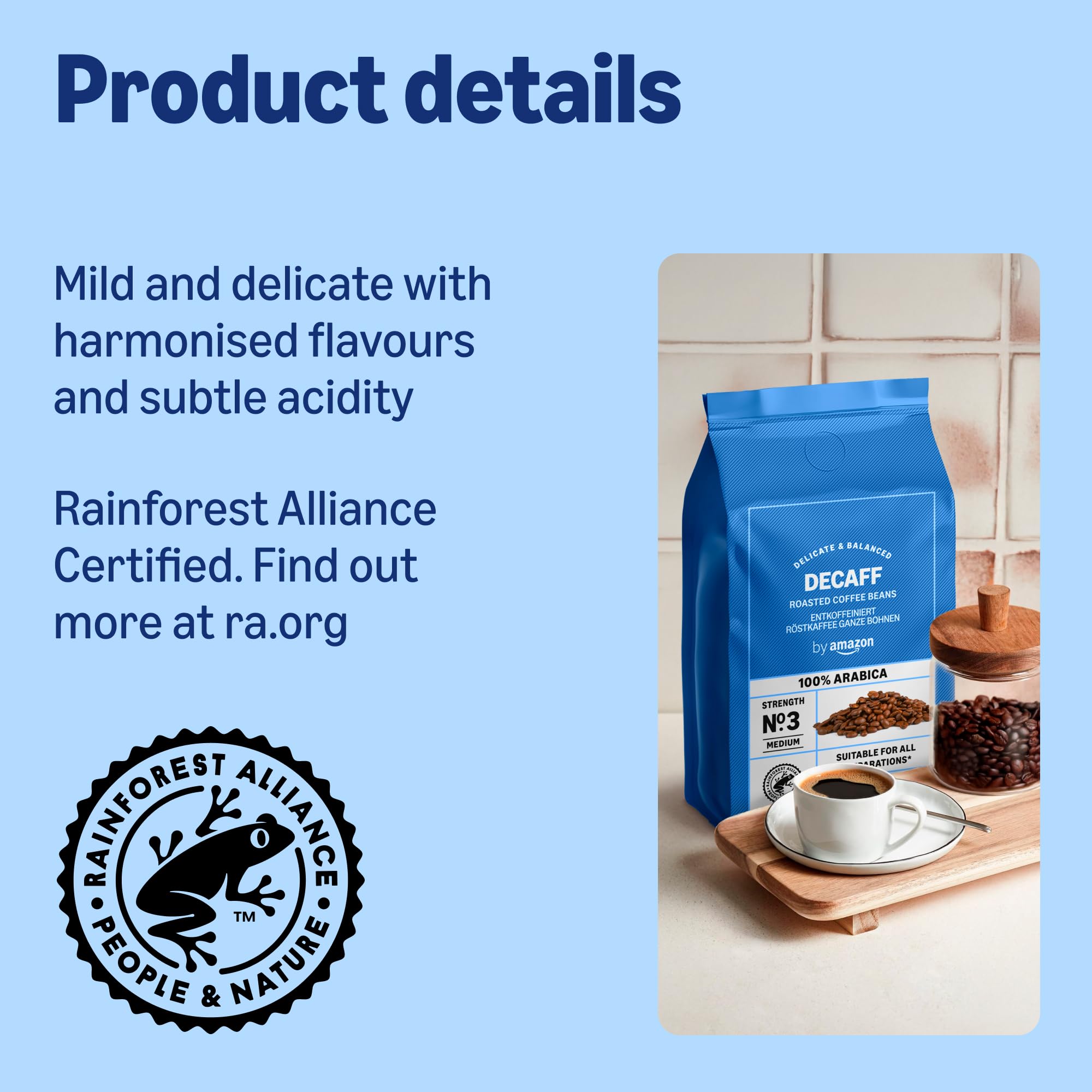 by Amazon House Blend Coffee Beans, Medium Roast, 1kg, Rainforest Alliance Certified
