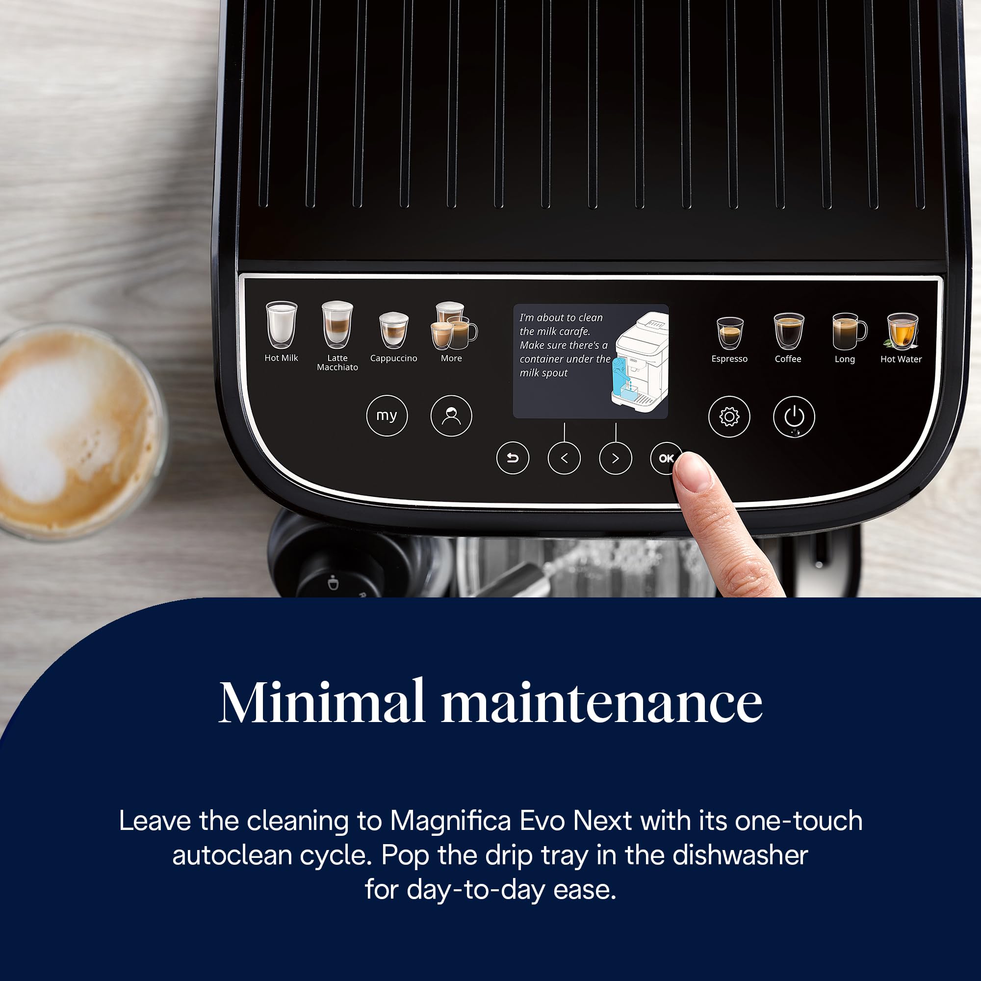 De'Longhi Magnifica Evo Next ECAM312.80.TB, Automatic Coffee Machine With Automatic Milk Frother, Bean To Cup Coffee and Cappuccino Machine with Intuitive Touch Display, Black/Titanium