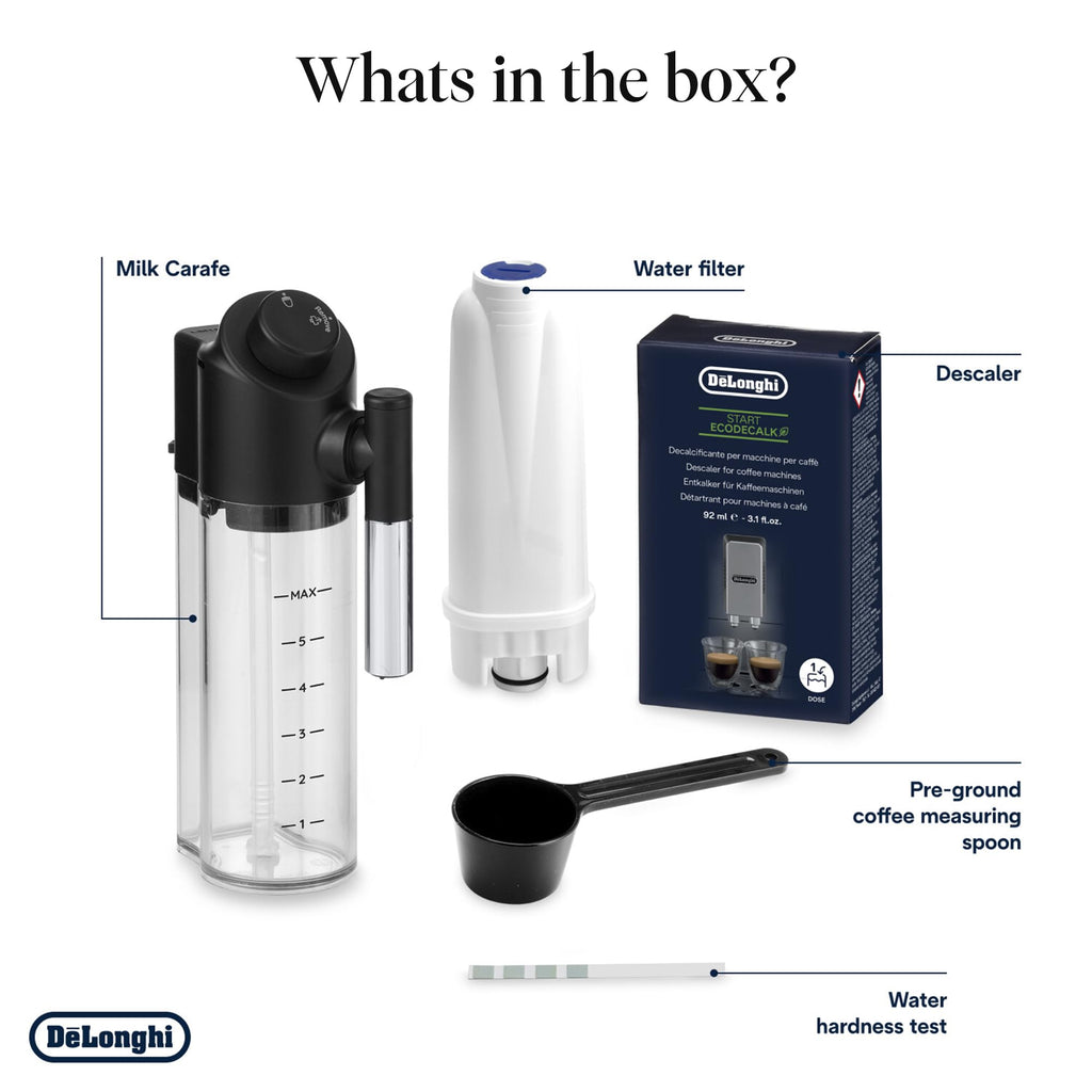 De'Longhi Magnifica Evo Next ECAM312.80.TB, Automatic Coffee Machine With Automatic Milk Frother, Bean To Cup Coffee and Cappuccino Machine with Intuitive Touch Display, Black/Titanium